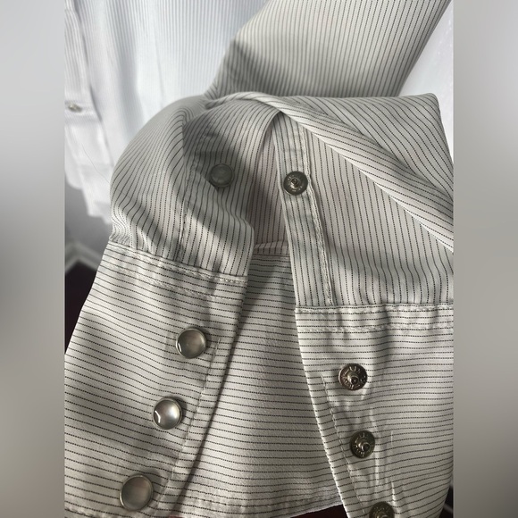 Vintage Panhandle Slim Light Gray Striped Button Down Shirt - Picture 2 of 6
